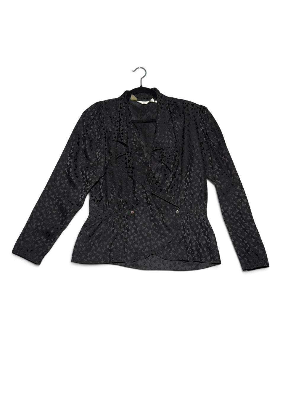 Vintage Argenti Black Pure Silk Long Sleeve Blouse Size 8